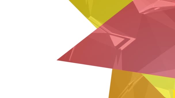 Animación Digital Tres Triángulos Brillantes Rojos Anaranjados Amarillos Sobre Fondo — Vídeo de stock