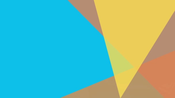 Цифровая Анимация Трех Желтых Оранжевых Треугольников Синем Фоне Копирования Пространства — стоковое видео