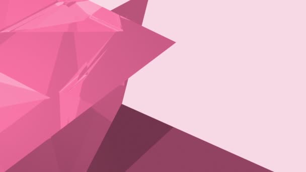 Forma Diamante Rosa Outras Formas Geométricas Contra Fundo Rosa Claro — Vídeo de Stock