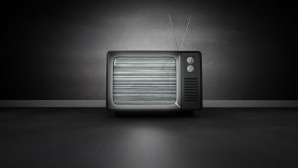 Ampliar Animación Antiguo Televisor Retro Con Antena Difuminación Pantalla Borrosa — Vídeo de stock