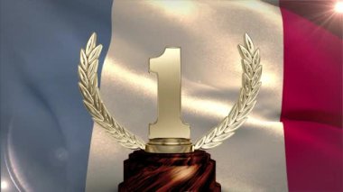 İlk yer Throphy karşı Fransız bayrağı arka plan