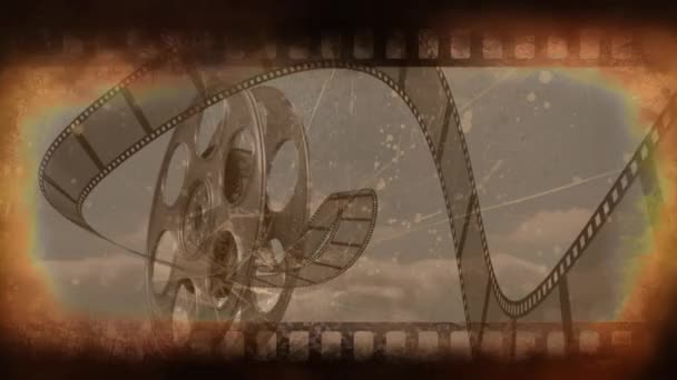 Película Antigua Que Muestra Cinta Vídeo Animado — Vídeo de stock