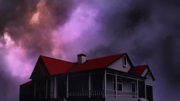 Animated House Icon Animated Thunder Background — Stock Video