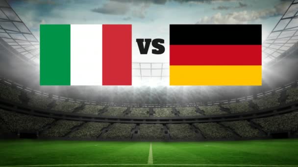 Animated Football Field Lights German Italian Flag — Stock Video