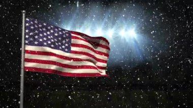 Kar karşı animasyonlu Amerikan bayrağı