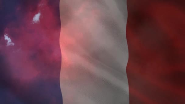 Trueno Animado Contra Fondo Bandera Francesa Animada — Vídeos de Stock