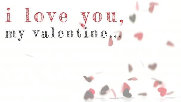 Amo Meu Valentine Escrevendo Contra Animados Corações Vermelhos Fundo — Vídeo de Stock