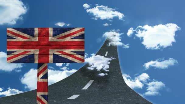 Animált Utca Égbe Felhők Ellen Animált Jele Brit Zászló — Stock videók