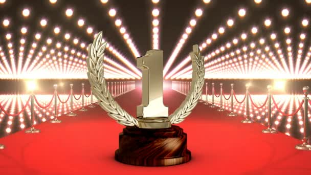 Gagner Trophée Numéro Sur Fond Rouge Sur Fond Animé — Video