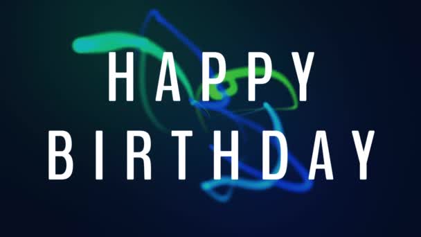 Happy Birthday Writing Blue Green Animated Background — Stock Video