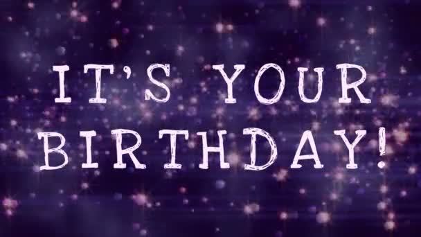 Its Your Birthday Writing Animated Lights Purple Background — Stock Video