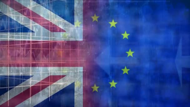 Velká Británie Vlajka Animovaný Modrém Pozadí — Stock video