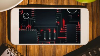 Dijital telefon devre kartlarına Resepsiyon arka plan karşı gösterilen ekran