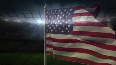 Amerikan futbol stadyumu arka plan animasyonlu Amerikan bayrağı