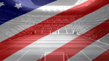Amerikan futbol stadyumu arka plan animasyonlu Amerikan bayrağı