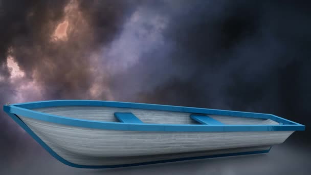 Animated Boat Beach Animated Thunder Background — Stock Video