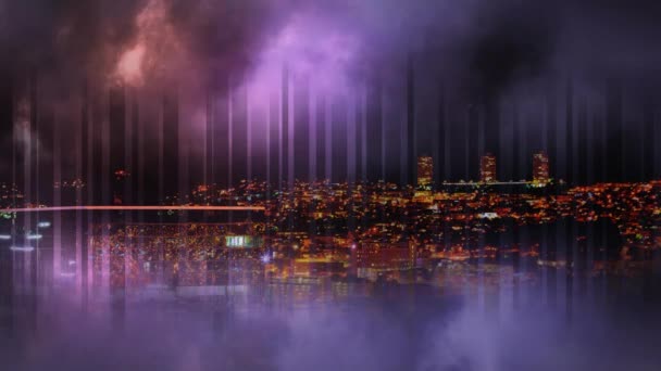 City Skyline Night Lights Animated Thunder Background Stock Video C Vectorfusionart 232384402