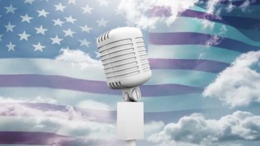 Mikrofon animasyonlu Amerikan bayrağı arka plan