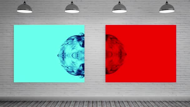 Digitaal Gegenereerde Blauwe Rode Doek Als Mock Kleur Explosies Met — Stockvideo