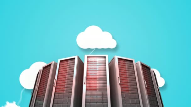 アニメーション技術の雲の背景に対してデータ ストレージ — ストック動画