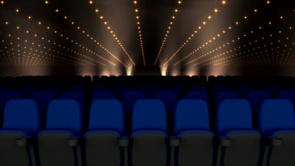 Cinema Digitale Posti Sedere Con Luci Nere Dorate Sullo Sfondo — Video Stock