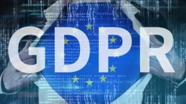 AB bayrağı karşı dijital animasyon Gdpr video