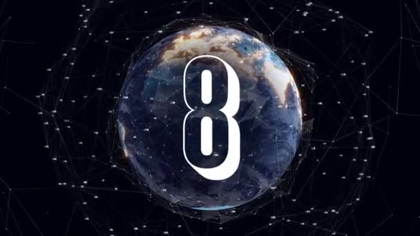 Countdown Digital Animated Background Earth — Stock Video