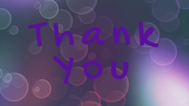 Digital Composite Thank You Text Blue Background Bubbles — Stock Video