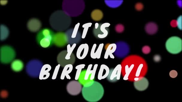その書き込みに対してあなたの誕生日アニメーション ライト黒背景 — ストック動画