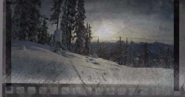 Starý Film Pásky Zobrazeno Snow Hill Hora — Stock video