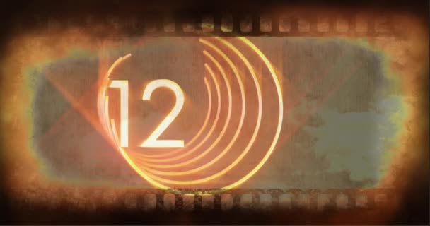 Contagem Regressiva Filmes Velhos Com Luzes Vermelhas — Vídeo de Stock