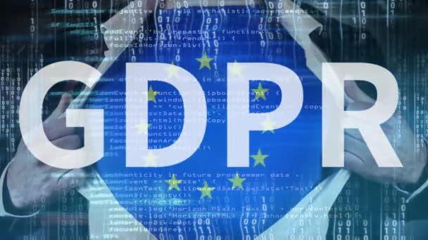 Vídeo Gdpr Animado Digital Contra Bandeira — Vídeo de Stock