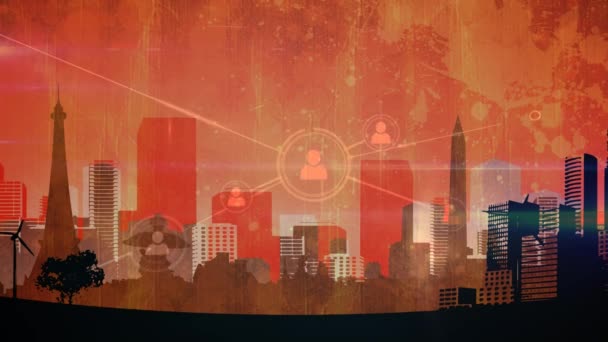 City Skyline Digital Animated Background Stock Video C Vectorfusionart 233179270