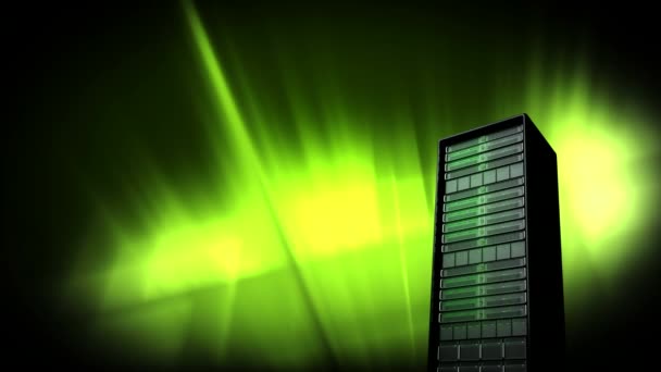 Сервер Зелене Світло Темному Фоні — стокове відео