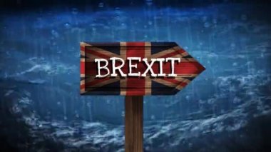 Okyanus dalgaları gece animasyonlu İngiliz brexit karşı bir fırtına sırasında oturum