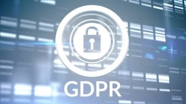 Gdpr internet güvenlik simgesi mavi animasyonlu arka plan