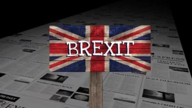 Brexit İngiltere bayrağı animasyonlu haber kağıt haber karşı hızlı