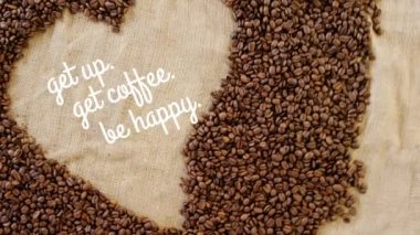 mutlu metin, el yazısı bir kahve çekirdeği kalp şekli yapılır olabilir olsun kahve almak