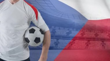 Futbolcu karşı stadyumda animasyonlu Çek Cumhuriyeti bayrağı