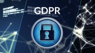 Animasyonlu Gdpr Internet güvenliği simgesini animasyonlu digtital mavi bir arka plana dayanır