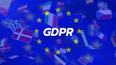 Dijital mavi animasyonlu arka plan ve AB karşı Gdpr