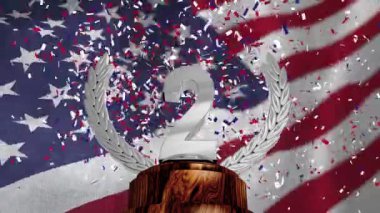 İkinci sıra Throphy Amerikan bayrağı arka plan
