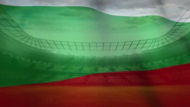 Bulgaristan bayrağı bir stadyum arka plan sallayarak dijital bileşik