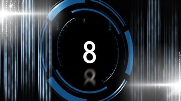 Compte à rebours bleu animé sur fond noir et bleu animé 