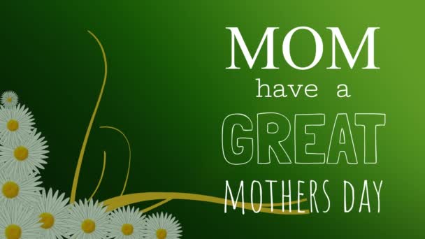 绿色动画妈妈有一个伟大的母亲一天卡与动画花 — 图库视频影像