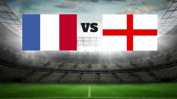 Animated Football Field Lights French English Flag — Stock Video