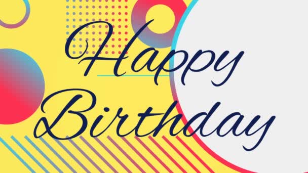 Blue Happy Birthday Text Colorful Background — Stock Video