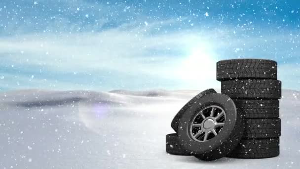 Animated Wheels Digital Animated Snow Background — Stock Video