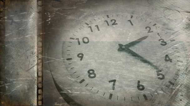 Stary Film Taśmy Wyświetlone Tykający Zegar — Wideo stockowe