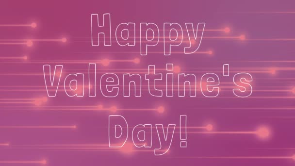 画面に沿って移動するピンクのラインで紫背景に幸せなバレンタインの日のデジタル合成 — ストック動画